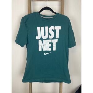 Just Net NIKE Logo Tshirt Mens L Teal and White Basketball Shirt